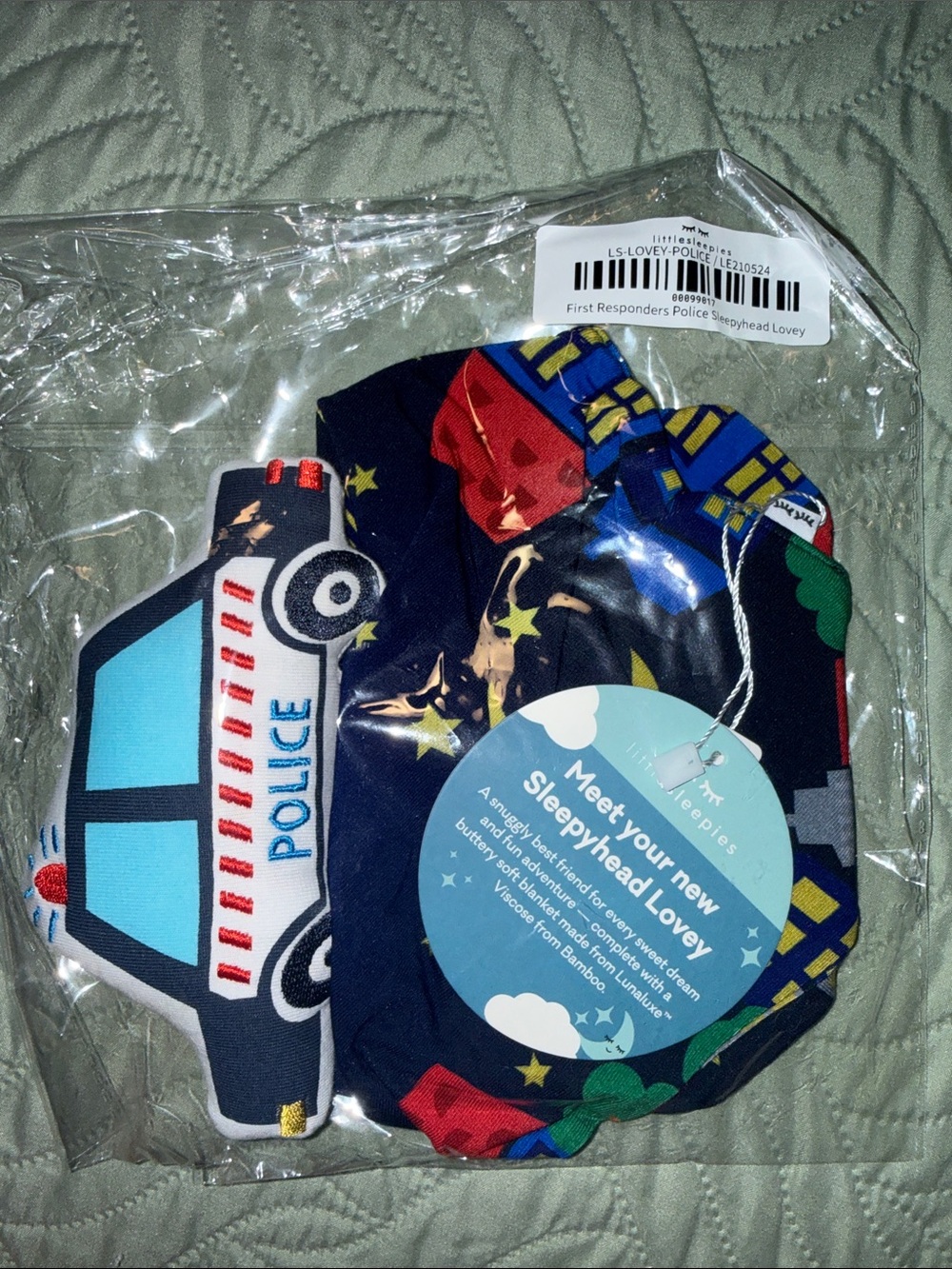 Little Sleepies Navy Lovey with Blue & Red Police Car